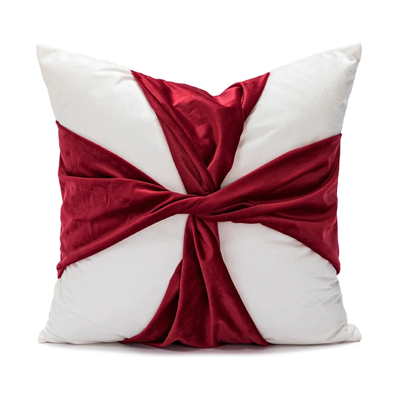 Christmas Red White Pompom Ball Cushion Covers by Afralia™