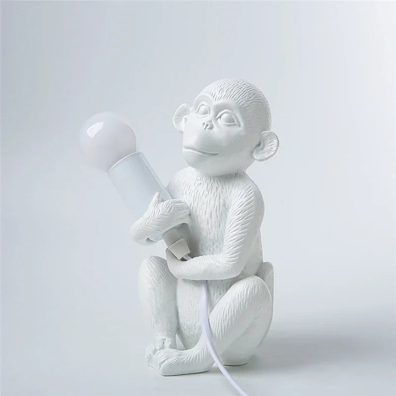 Afralia™ Monkey Resin Desk Lamp: Nordic Animal Decor for Bedroom, Children's Room, or Office