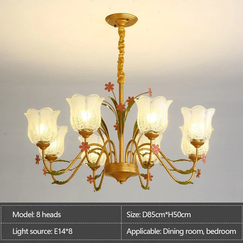 Afralia™ French Romance Flower Chandelier LED Hanging Light for Home Decor