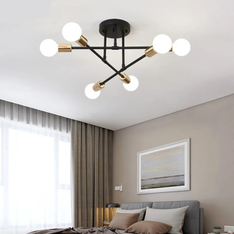 Afralia™ Nordic Modern Iron Art Golden Ceiling Lamps LED Chandeliers