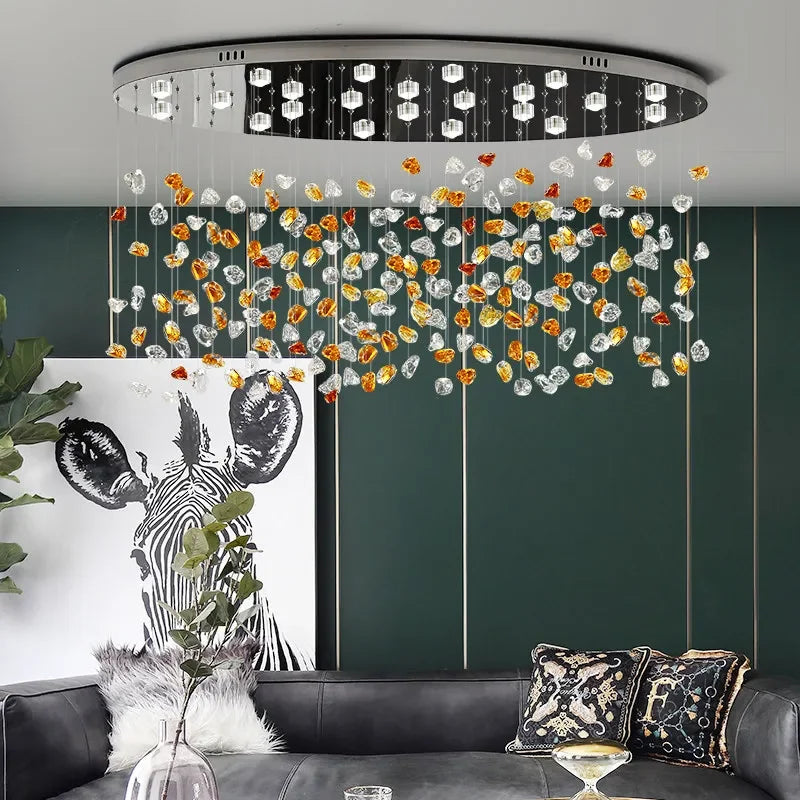 Afralia™ Modern Crystal Chandelier: Stone Decorative Living Room Lighting