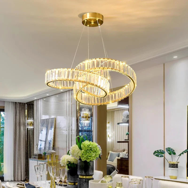 Afralia™ Crystal Chandelier: Modern Living & Dining Room Pendant Lighting Fixtures