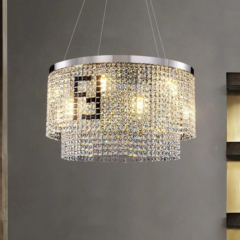 Afralia™ Crystal Pendant Chandelier Ceiling Light Fixture Home Decor Hanging Lamp Luxe Lighting