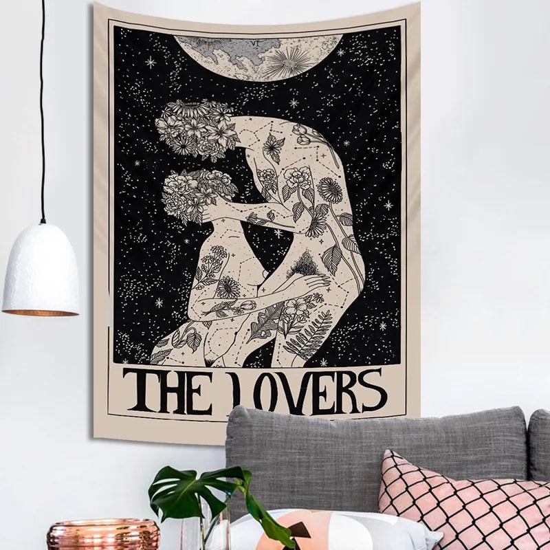 Afralia™ Lovers Tarot Tapestry for Spiritual Wall Decor and Astrology Enthusiasts