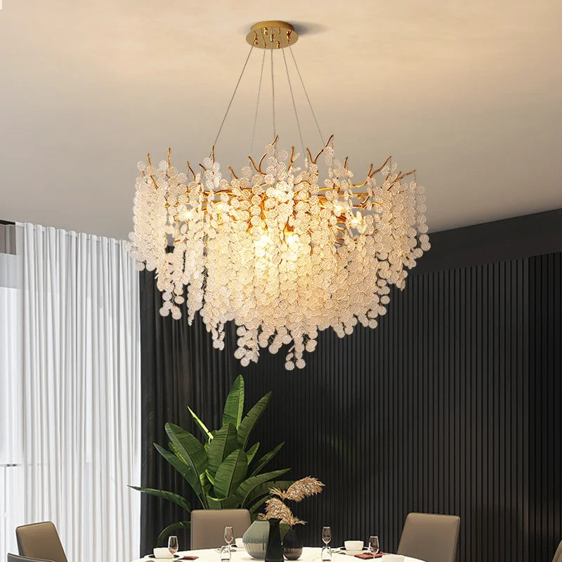 Afralia™ Round Crystal Pendant Chandelier for High-End Luxury Home LED Lighting