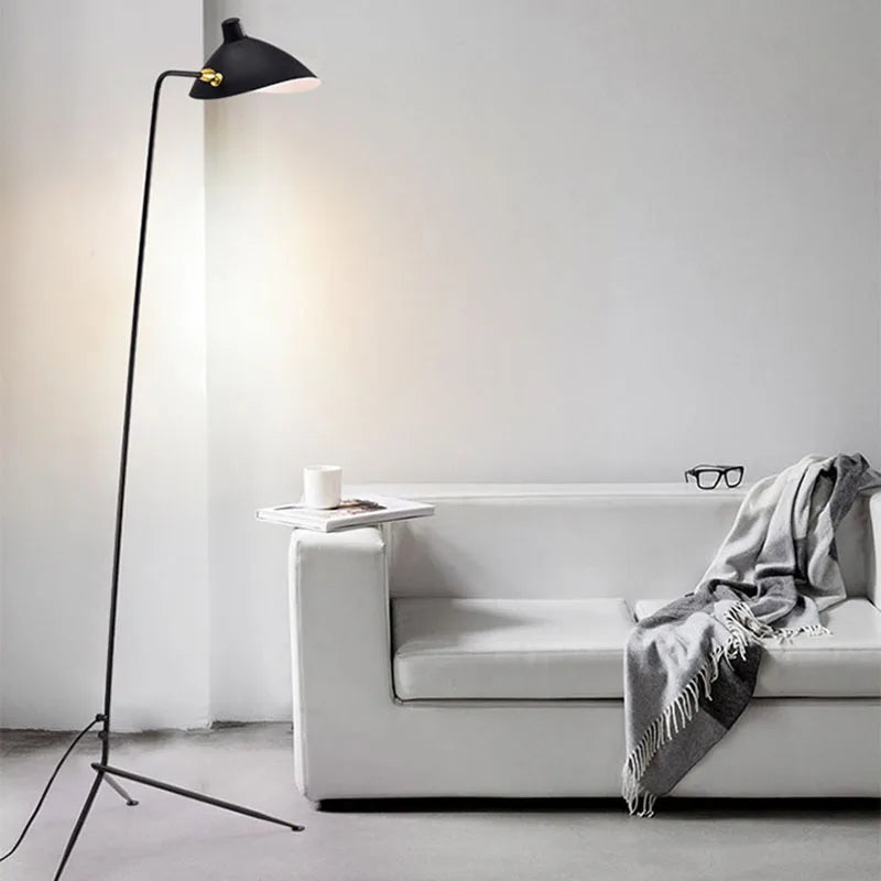 Afralia™ Black Metal Floor Lamp, Rotatable Lampshade for Parlor Bedroom Reading Lighting.