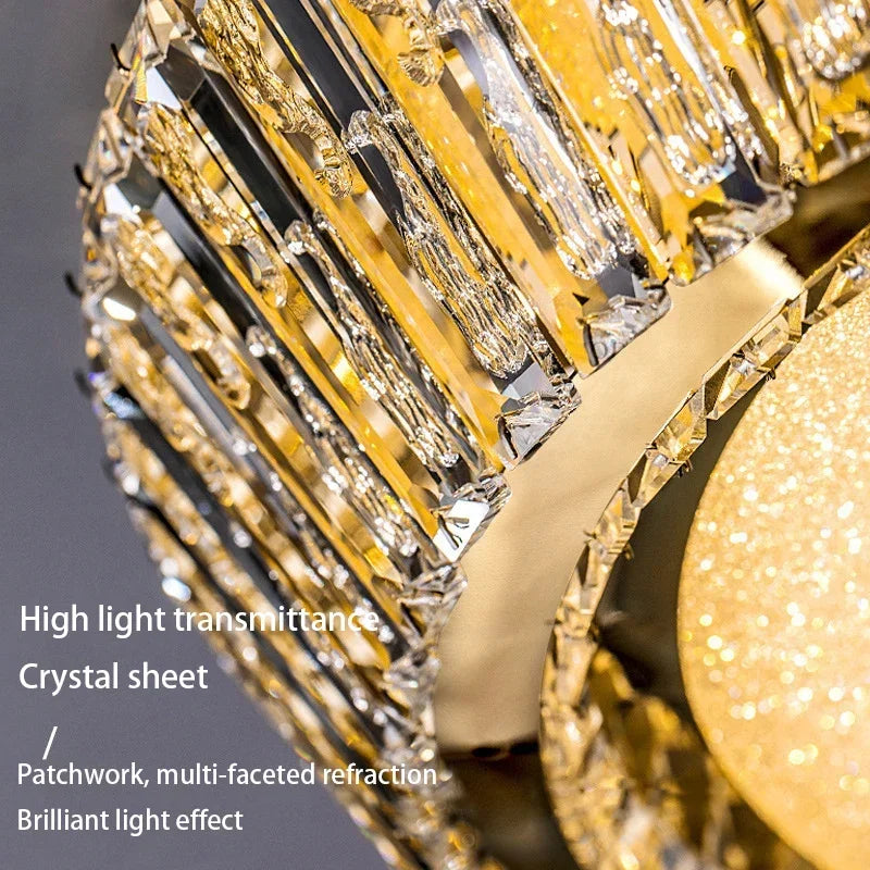 Afralia™ Gold Crystal Glass LED Ceiling Light for Dining Living Room