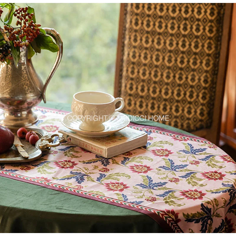 Afralia™ Velvet Tablecloth: Retro Green Rabbit Print Luxury Table Cover