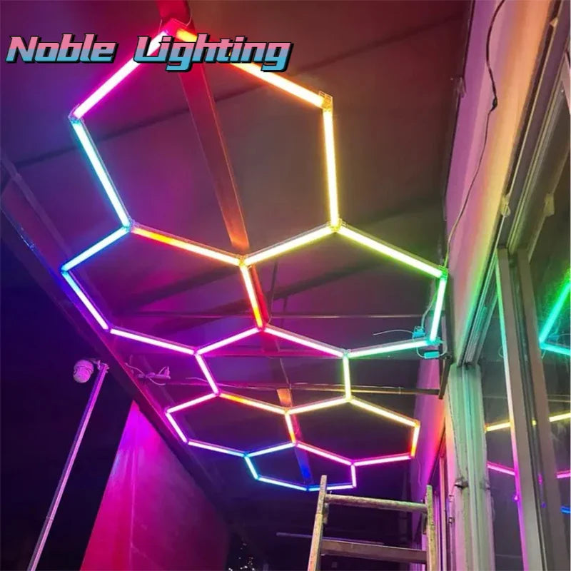 Afralia™ RGB Hexagon LED Lighting Kits: Hundreds of Effects for E-sports Room, Gym or Dance Hall