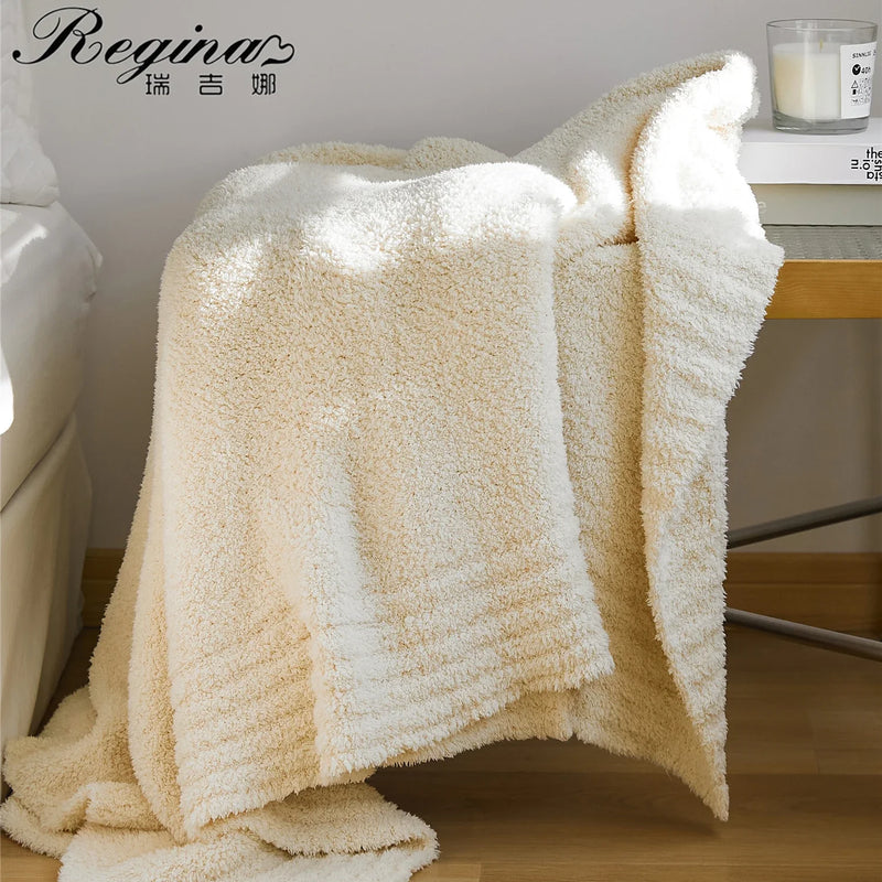 Afralia™ Fuzzy Downy Knitted Throw Blanket - Soft & Cozy Microfiber Quilt for Sofa, Bed, and Air Conditioning Room