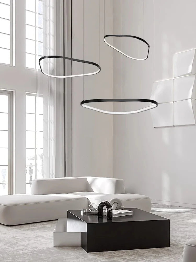 Afralia™ Nordic Geometry Ring LED Chandelier for Living Room Dining Minimalist Bedroom
