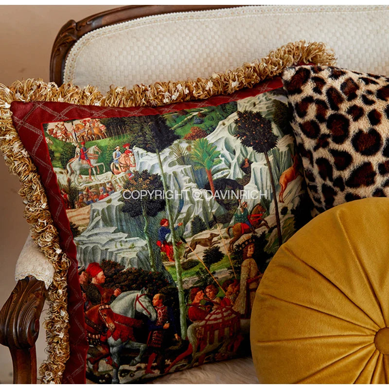 Afralia™ Renaissance Velvet Pillow Cover - Italian Oil Painting Textured Luxury Cushion Case