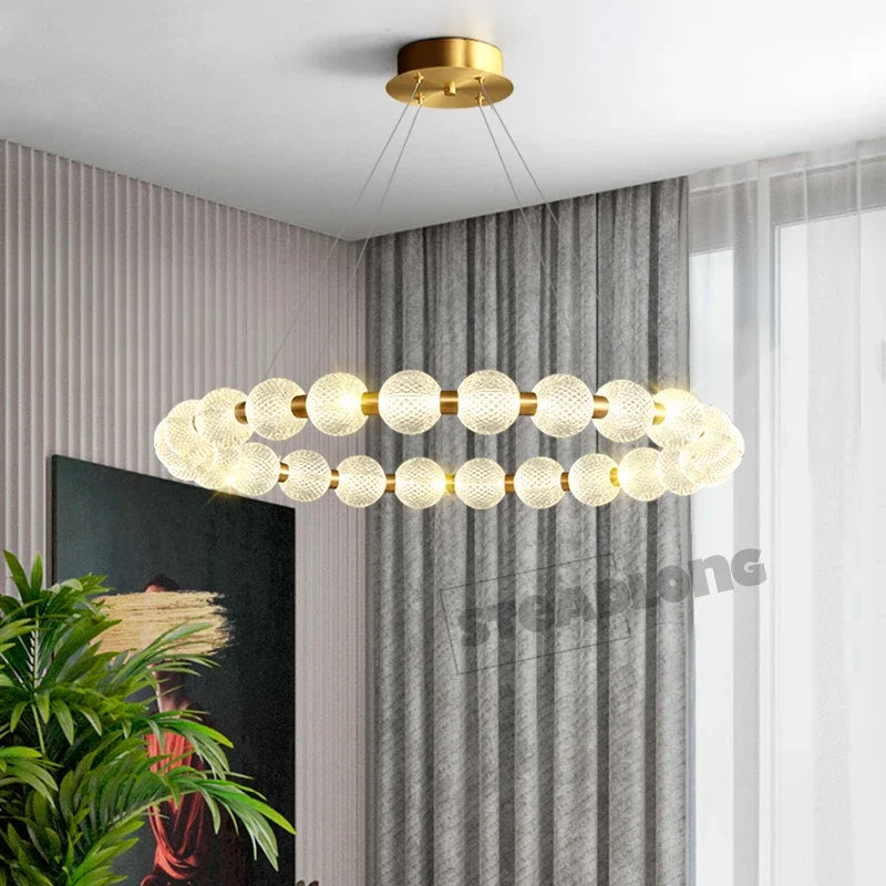 Afralia™ Glass Ball LED Ceiling Chandelier: Modern Living Room Bedroom Pendant Light