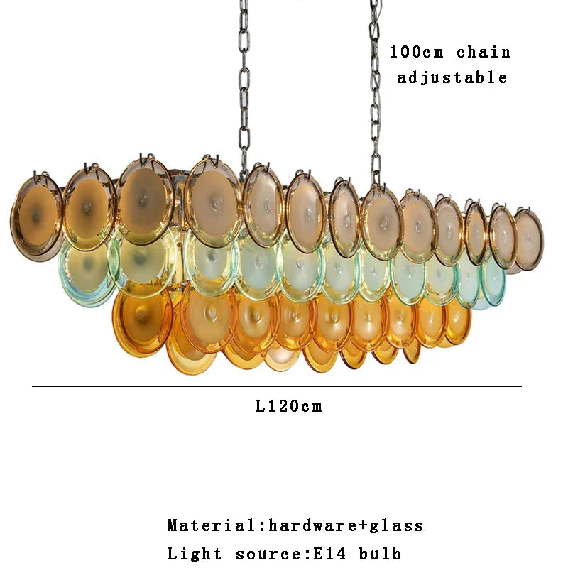Afralia™ Colorful Glass LED Ceiling Chandelier: Vintage Pendant Home Decoration for Living Room