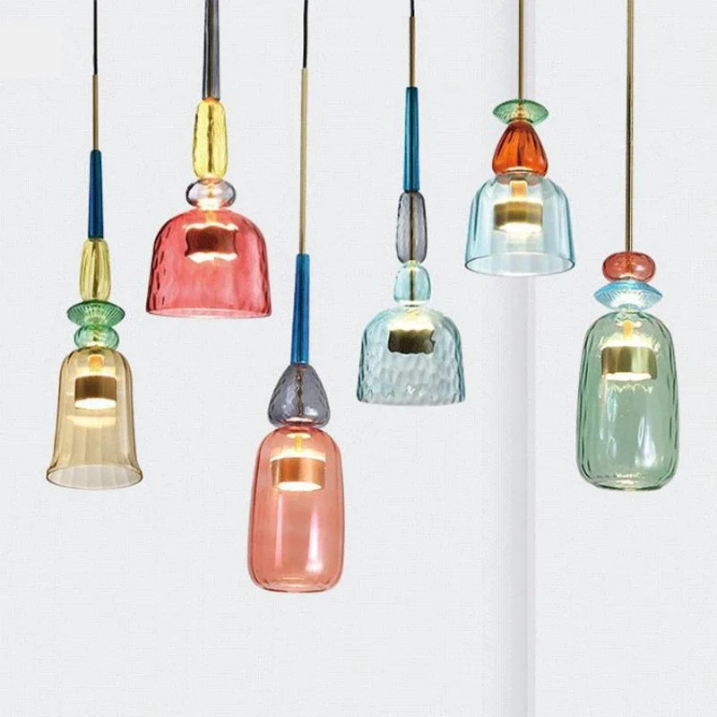 Afralia™ Macaron Candy Glass Pendant Chandelier, Modern Nordic LED Lighting for Home Decor