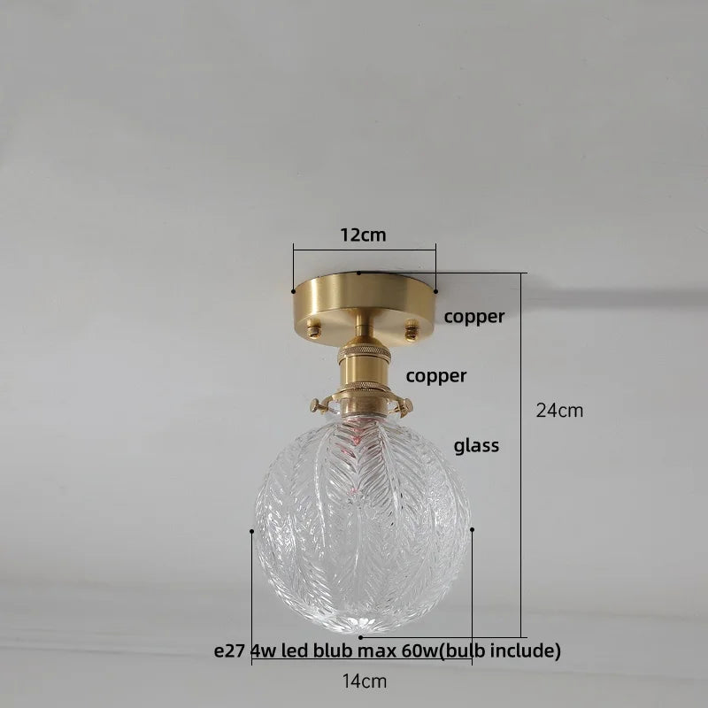 Afralia™ Glass LED Ceiling Light for Living Room, Modern Copper Canopy, Nordic Style Fixtures