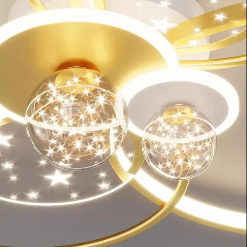 Afralia™ Modern Black Gold LED Ceiling Light with Remote Control for Stylish Living Room