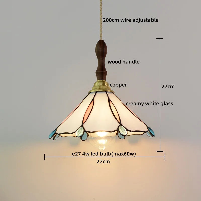 Afralia™ Pink Glass LED Pendant Lights Copper Modern Hanging Lamp Home Decor