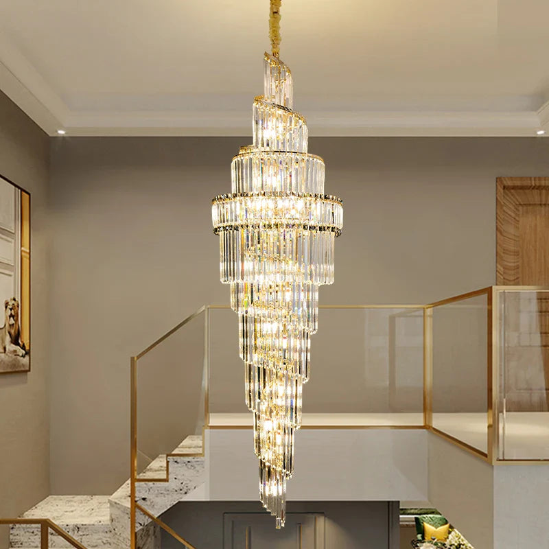 Afralia™ Crystal Hollow Chandelier LED Light for Modern Luxury Living Room Loft