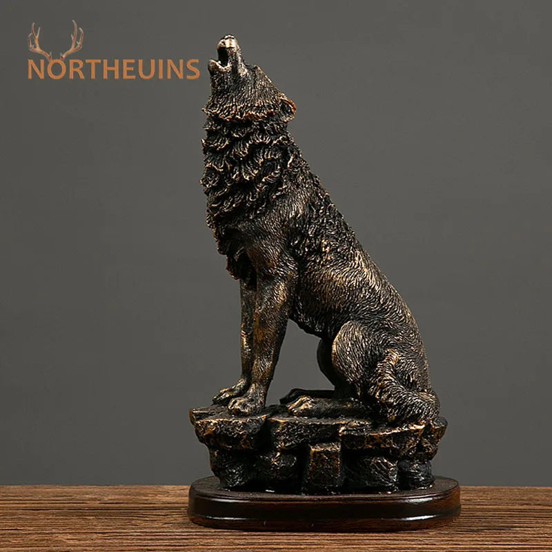 Afralia™ Roaring Wolf Resin Statue for Interior Office Desktop Decor