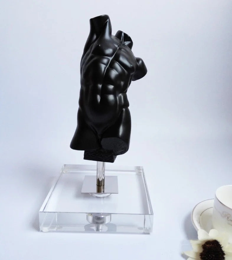 Afralia™ Brokeback Male Nude Resin Figure Handicraft Sculpture for Home Decor