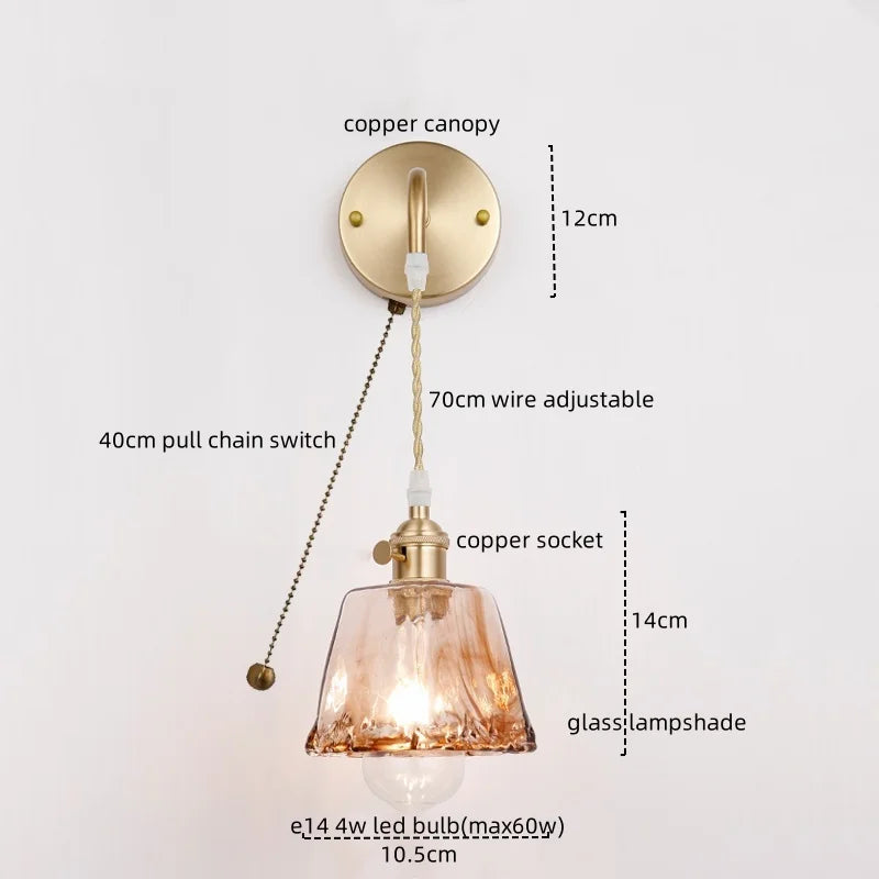 Afralia™ Copper Glass LED Wall Light for Modern Nordic Living Room Bedroom