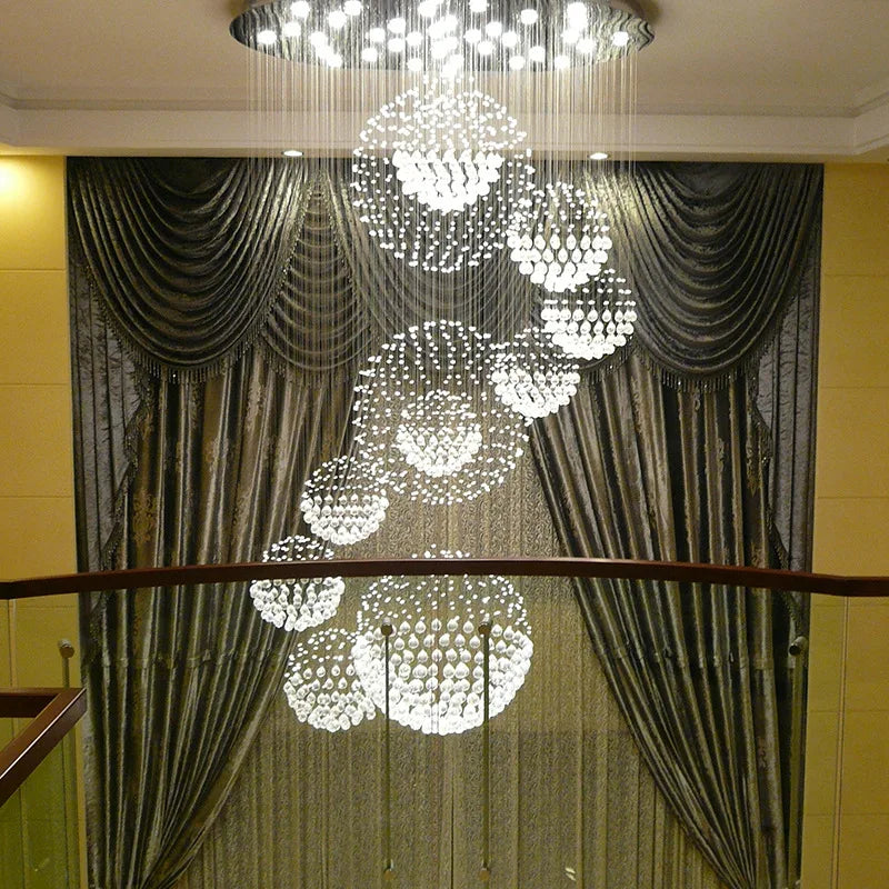 Afralia™ Crystal Ball LED Chandelier: Modern Industrial Pendant Light for Living Room