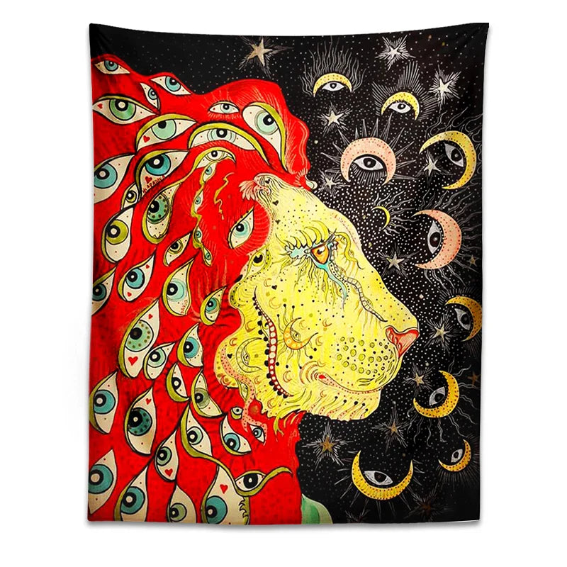 Afralia™ Psychedelic Lion Tarot Tapestry Wall Hanging Home Decor