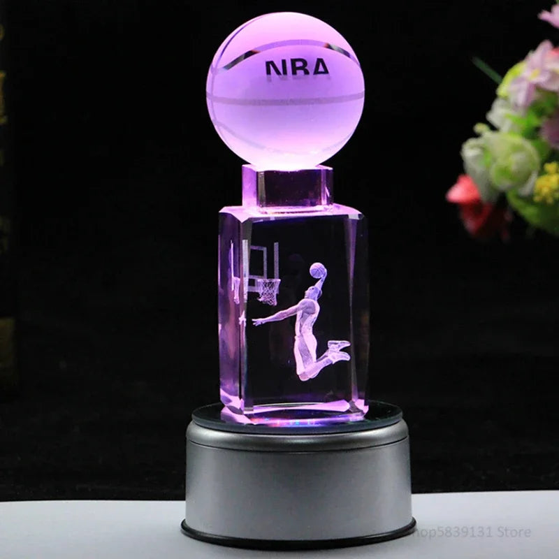 Afralia™ Crystal Lights Basketball Table Lamp for Bed Room Decor