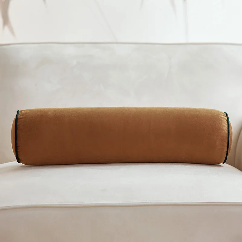 Afralia™ Velvet Candy Body Pillow Flannel Rolled Edge Solid Color Waist Cushion