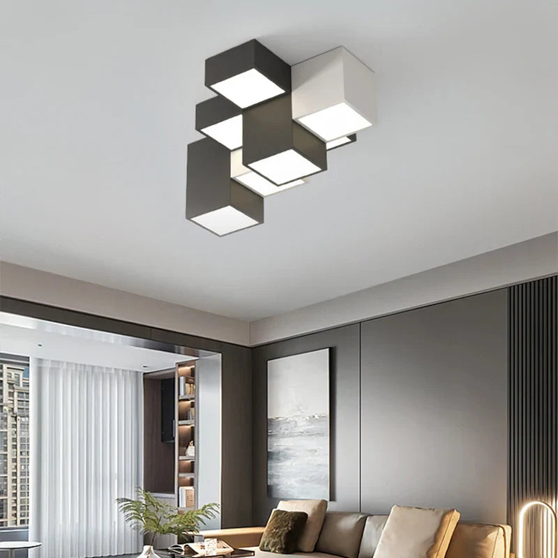 Afralia™ Geometric LED Ceiling Light for Modern Bedroom, Study Room - Black/White Luxe Design