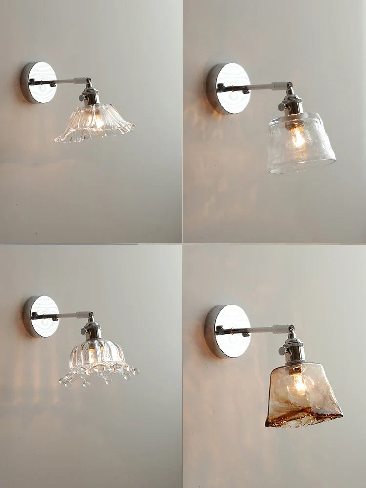 Afralia™ Clear Glass LED Wall Lamp Pull Chain Switch Modern Up Down Rotatable Stair Light Fixtures