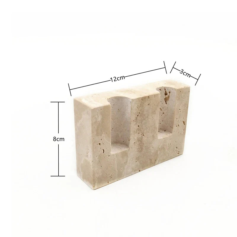 Afralia™ Travertine Stone Taper Candle Holder for Home Decor and Table Centerpiece