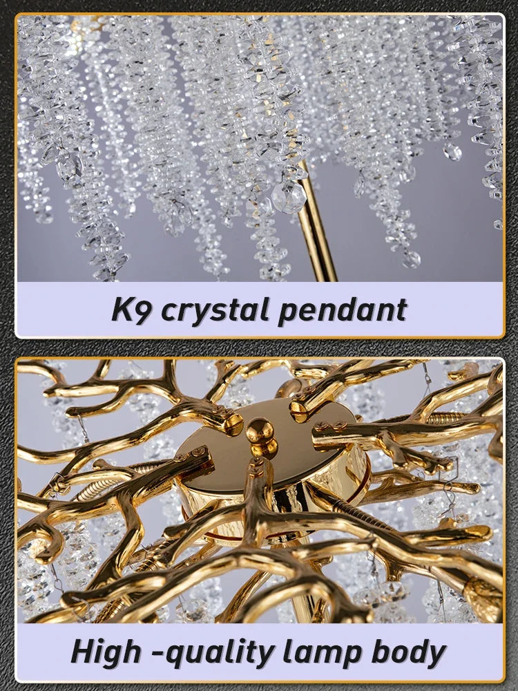 Afralia™ Crystal Gold LED Floor Lamp: Nordic Luxury for Living Room & Bedroom