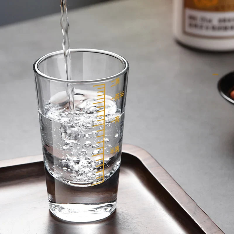 Afralia™ Glass Spirit Set - Graduated Line Brandy Cups, Transparent Liquor Drinking Glasses