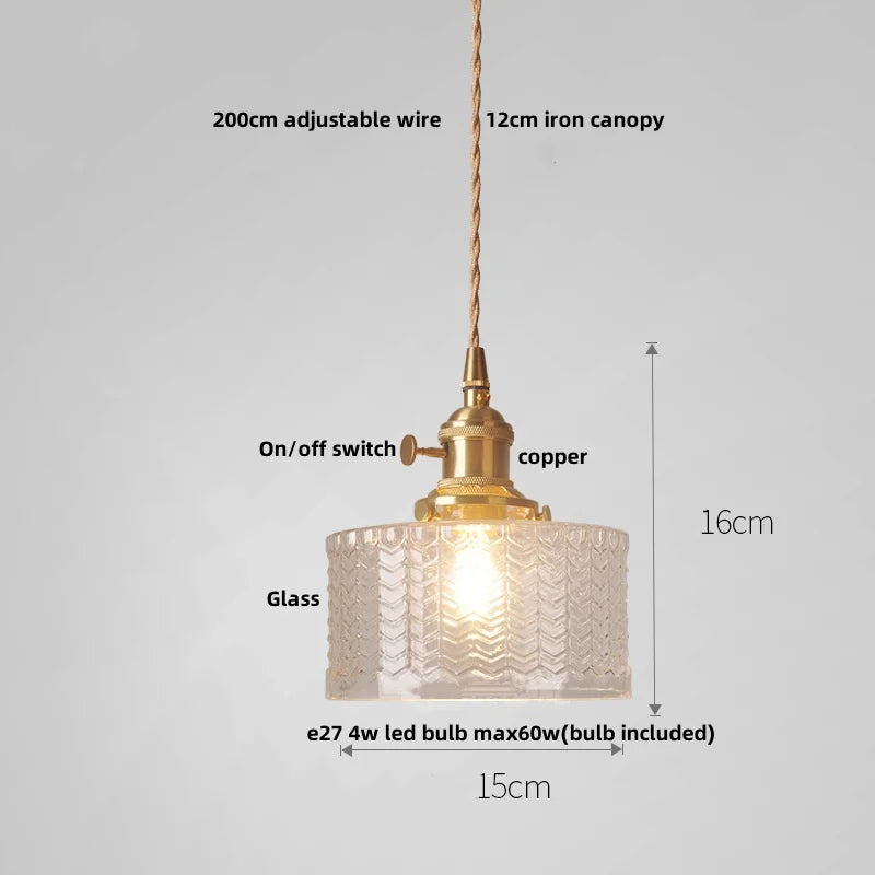 Afralia™ Nordic LED Wall Light Fixture Wood Glass Copper Hanging Lamp