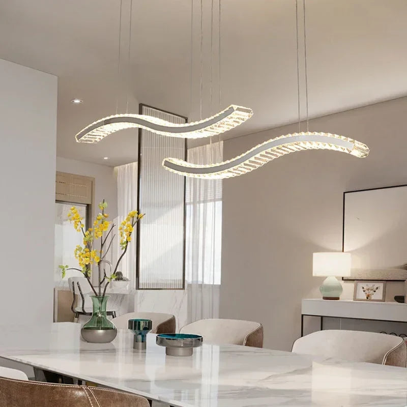 Afralia™ Crystal Pendant LED Chandelier for Luxurious Dining, Kitchen, and Villa Decor