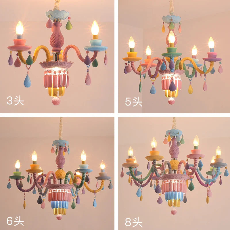 Afralia™ Crystal Chandelier Girl Baby Bedroom Lamp Nordic Princess Room Lighting
