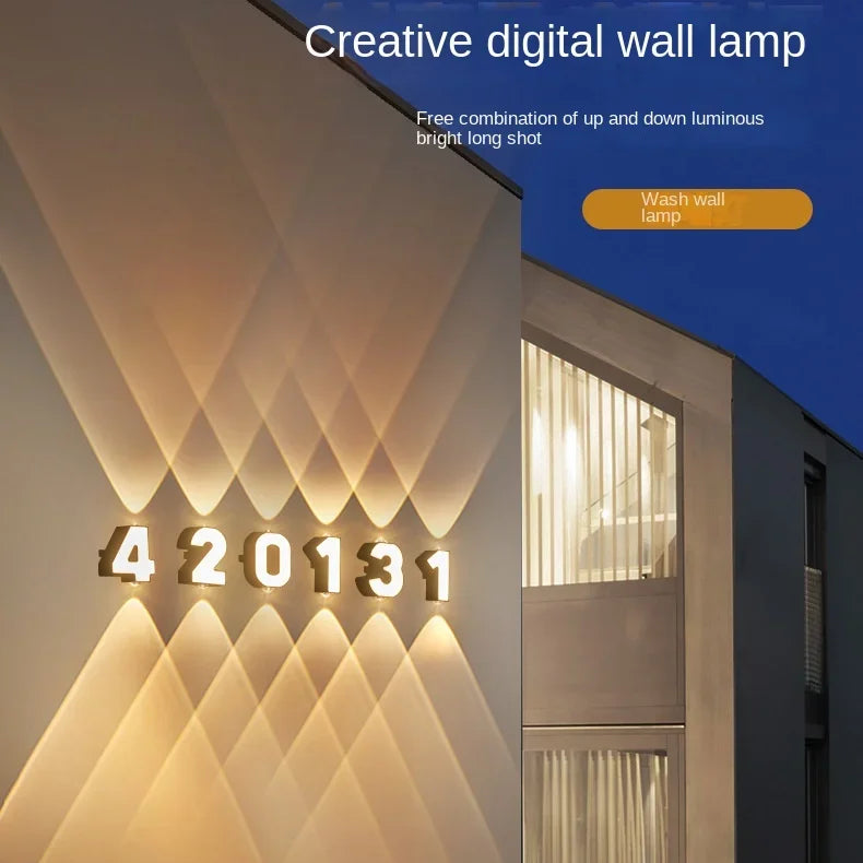 Afralia™ LED Up Down Digital Wall Light for Shop Store Porch Advertising