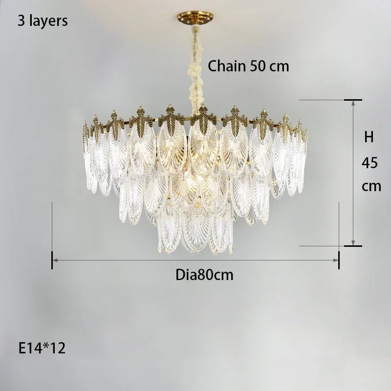 Afralia™ Modern Leaves Glass Ceiling Chandeliers LED Round Pendant Lights for Home Decor