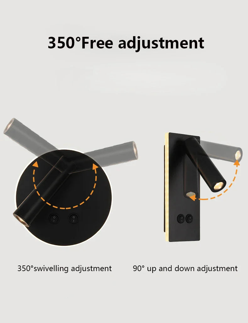 Afralia™ Rotatable Wall Lamp Black Bronze Modern Study LED Wall Sconce Reading Spotlights