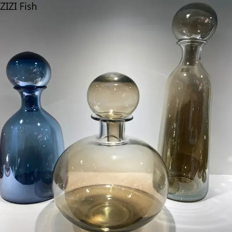 Afralia™ Amber Glass Vase Hydroponics Desk Decoration Modern Home Decor