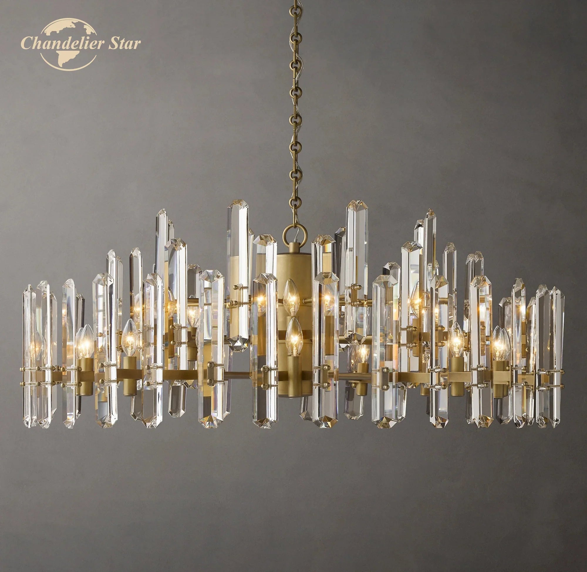 Afralia™ Brass Chrome Black Metal LED Crystal Chandeliers Pendant Lamps for Bedroom & Living Room