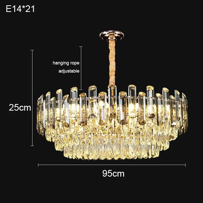 Afralia™ Gold Crystal Chandelier: Nordic Luxury Lighting for Living Room, Dining Room, Kitchen Island
