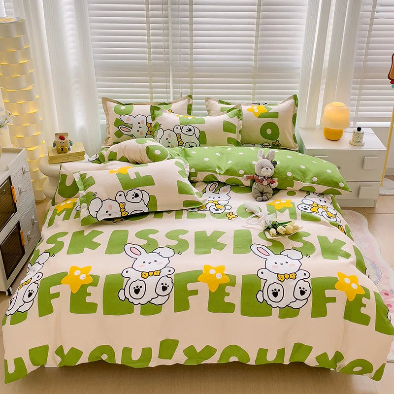Afralia™ Cartoon Printed Bedding Sets - Soft Quilt Cover Kit for All Seasons