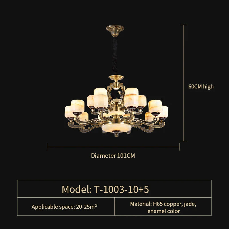 Afralia™ Zinc Alloy Chandelier with Jade Crystal Accent for Duplex Building Living Room