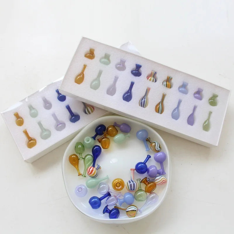 Afralia™ Colored Glass Mini Vase Terrarium Hydroponics Handmade Ornaments Storage Flower Vase