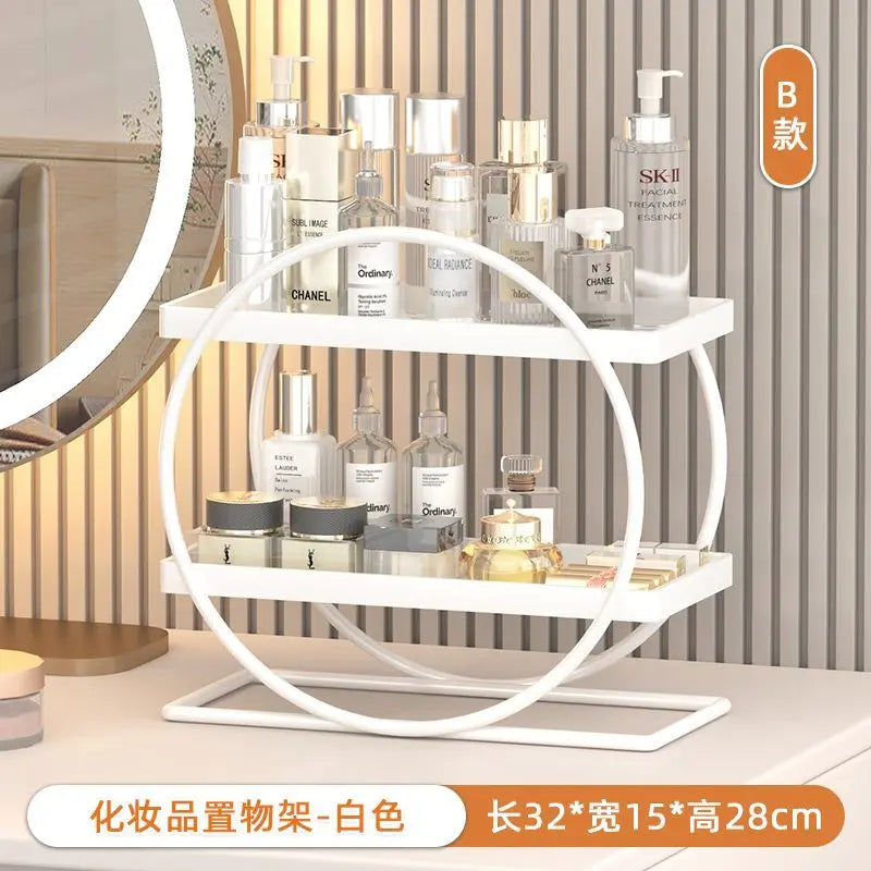 Afralia™ Golden Makeup Organizer Skin Care Products Dresser & Bathroom Shelf