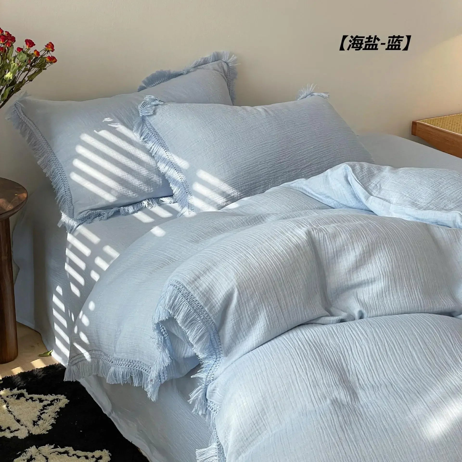 Afralia™ Luxury Retro Cotton Tassel Bedding Set for Queen King Comforter Cover