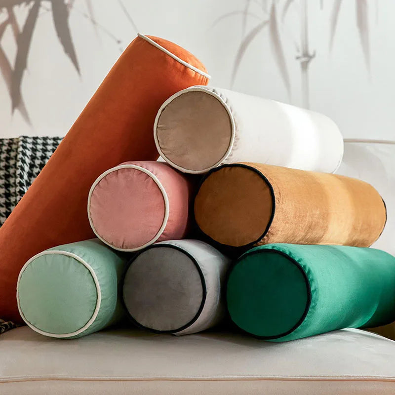 Afralia™ Velvet Candy Body Pillow Flannel Rolled Edge Solid Color Waist Cushion